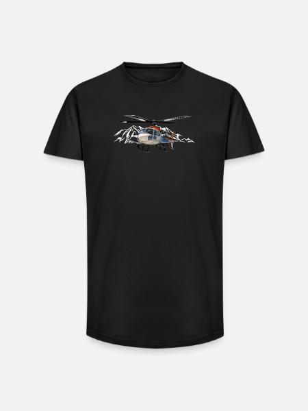Helicopter in the mountains - Long Fit Men's T-Shirt - black
