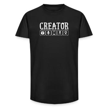 Content Creator Vlogger Online Streamer Influencer - Long Fit Men's T-Shirt - black - Front - AI Model Male 185 light (185cm)