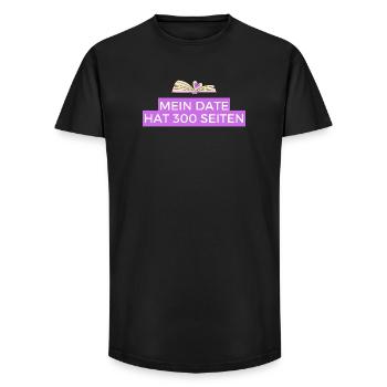 My date has 300 pages - Long Fit Men's T-Shirt - black - Front - AI Model Male 185 light (185cm)