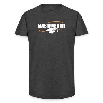 Master 2026 Diplôme - T-shirt coupe longue homme - charbon - Devant - AI Model Male 185 light (185cm)