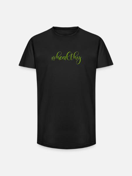 #healthy - Long Fit Men's T-Shirt - black