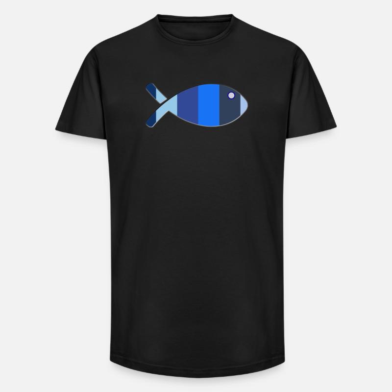 FISCH - Long Fit Männer T-Shirt - Schwarz