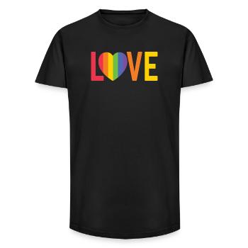 Rainbow Heart LOVE Design - Long Fit Men's T-Shirt - black - Front - AI Model Male 185 light (185cm)