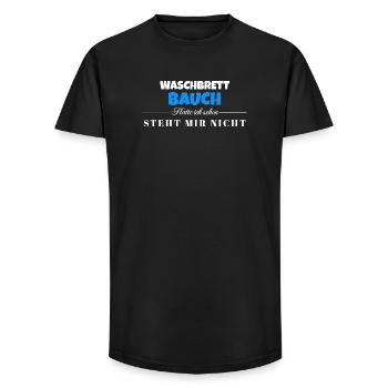 Waschbrett Bauch Spruch – Steht Mir Nicht - Long Fit Männer T-Shirt - Schwarz - Vorne - AI Model Male 185 light (185cm)
