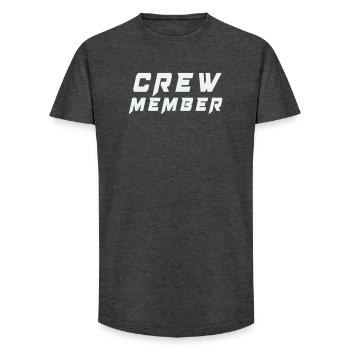 Crew Member Patch Tee - Long Fit Men's T-Shirt - charcoal grey - Front - AI Model Male 185 light (185cm)