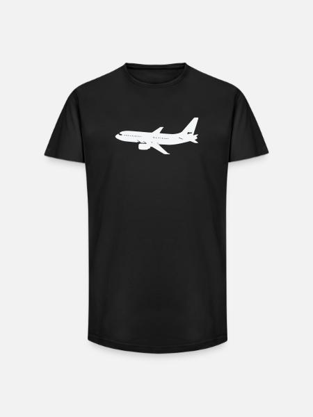 Airplane silhouette on white - Long Fit Men's T-Shirt - black
