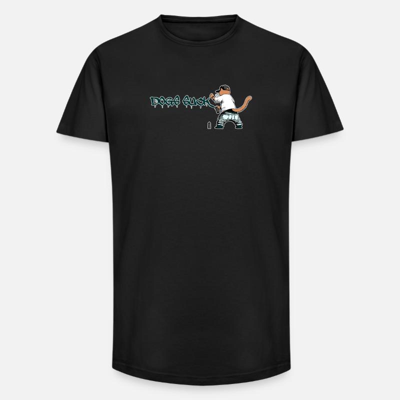 Katze Graffiti Hunde saugen - Long Fit Männer T-Shirt - Schwarz