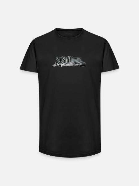 wolf - Long Fit Men's T-Shirt - black