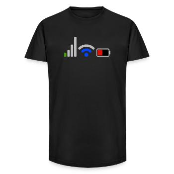 Tech Signal and Battery Wifi Network Icons - Long Fit Men's T-Shirt - black - Front - AI Model Male 185 light (185cm)