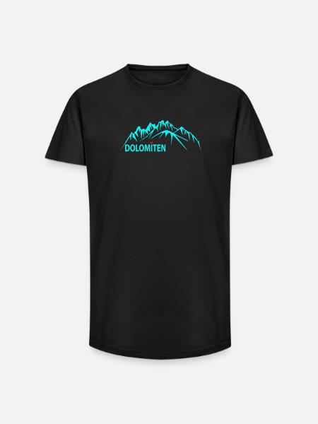 Dolomites Mountain Panorama Illustration - Long Fit Men's T-Shirt - black
