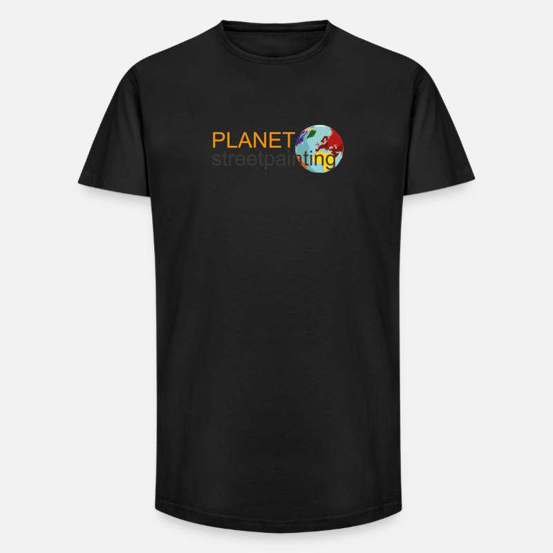 Planet logo wit - Long Fit Men's T-Shirt - black