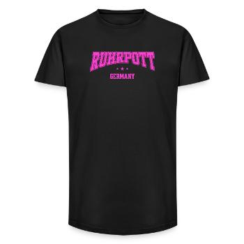 Collège de design rétro de lettrage de Ruhrpott, Allemagne - T-shirt coupe longue homme - noir - Devant - AI Model Male 185 light (185cm)