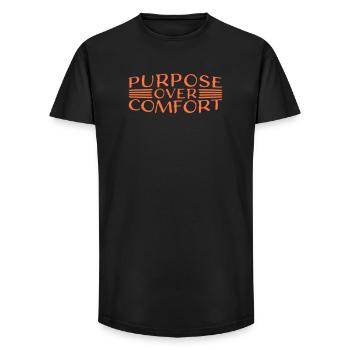 Purpose Over Comfort Motivation Mindset Growth - Long Fit Men's T-Shirt - black - Front - AI Model Male 185 light (185cm)