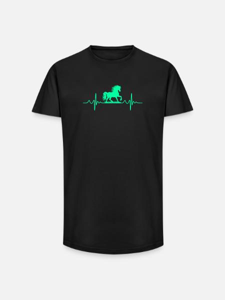 pferd herzschlag - Long Fit Männer T-Shirt - Schwarz