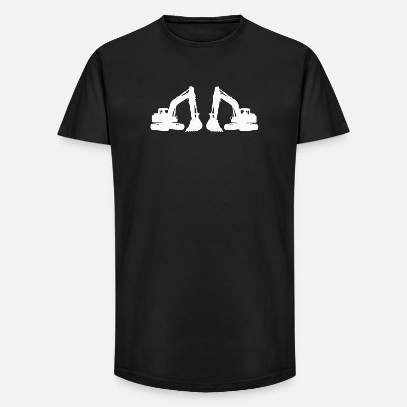 Silhouette de double excavatrice - T-shirt coupe longue homme - noir