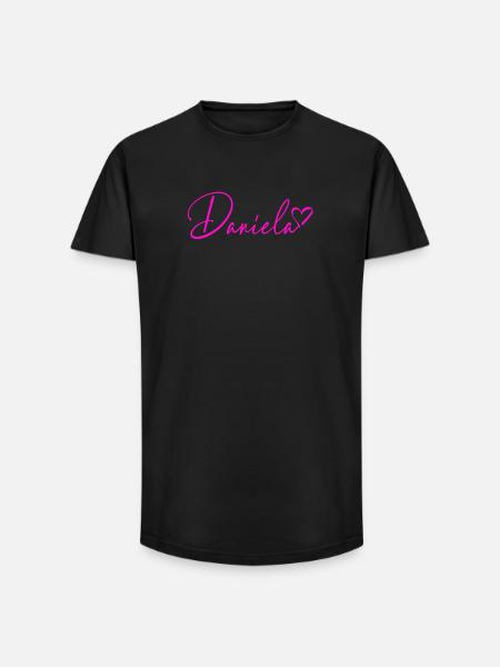 Daniela Signature Neon Pink - Long Fit Men's T-Shirt - black