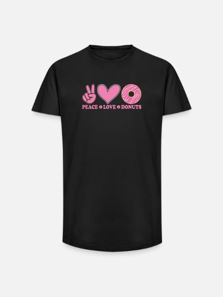 Peace Love Donuts - Long Fit Men's T-Shirt - black