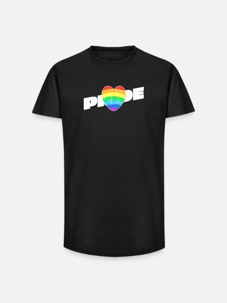 Pride Herz - Regenbogen Design - Long Fit Männer T-Shirt - Schwarz