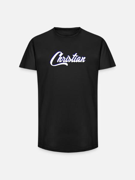Personalized Christian Name Lettering - Long Fit Men's T-Shirt - black
