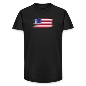 Drapeau Américain Brush - T-shirt coupe longue homme - noir - Devant - AI Model Male 185 light (185cm)