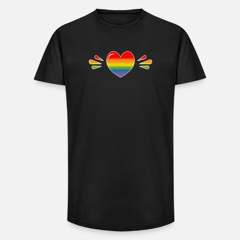 Rainbow Sparkling heart BLACK SHIRT - Long Fit Männer T-Shirt - Schwarz