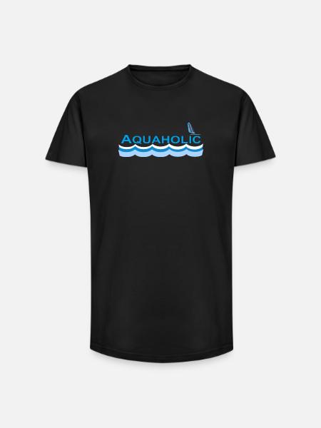 AQUAHOLIC - Long Fit Männer T-Shirt - Schwarz