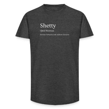 Shetty Shetland poney méchant avec un visage mignon - T-shirt coupe longue homme - charbon - Devant - AI Model Male 185 light (185cm)