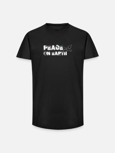 Peace on Earth | with Bird - Long Fit Männer T-Shirt - Schwarz