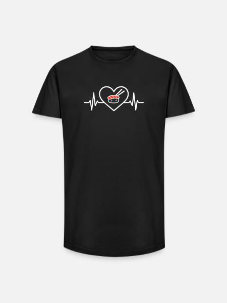 Minimalist Heart Sushi Design - Long Fit Men's T-Shirt - black