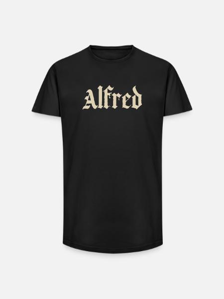 Alfred Blackletter Name Ornament - Long Fit Men's T-Shirt - black