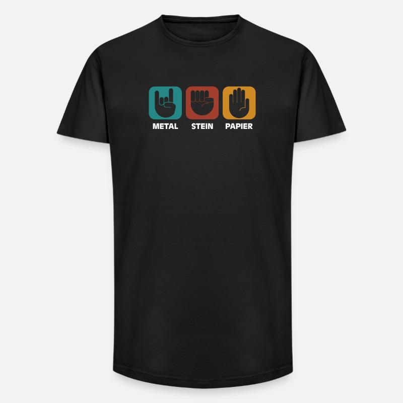 Metal Stein Papier - Long Fit Männer T-Shirt - Schwarz