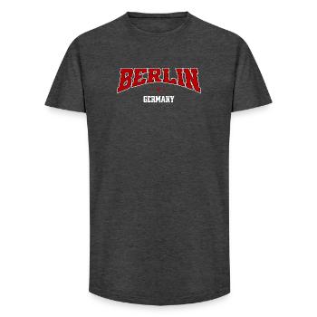 Berlin Germany College Style City Souvenir - Long Fit Men's T-Shirt - charcoal grey - Front - AI Model Male 185 light (185cm)
