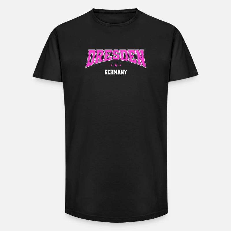 Dresden Germany Pink College Design - Long Fit Männer T-Shirt - Schwarz