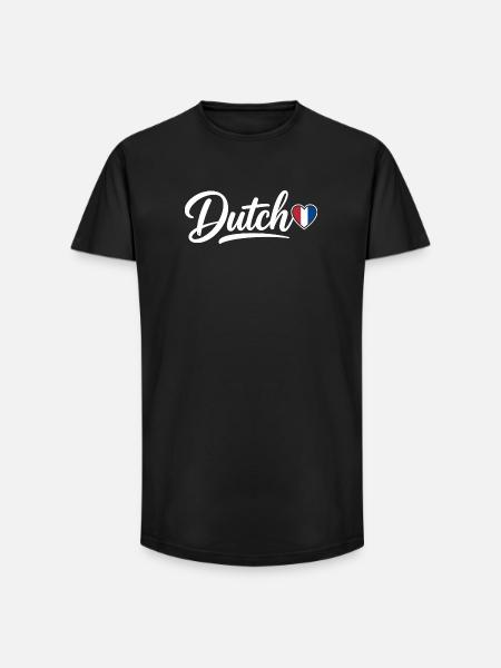 Dutch Script with Flag Heart Fan Patriotic - Long Fit Men's T-Shirt - black