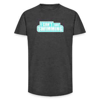 I Can't I Have Swimming Funny Swimmer Excuse - Long Fit Men's T-Shirt - charcoal grey - Front - AI Model Male 185 light (185cm)