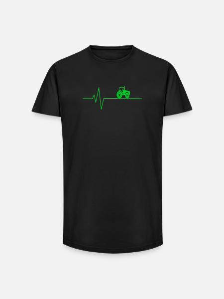 Tractor Heartbeat Farmer - Long Fit Men's T-Shirt - black