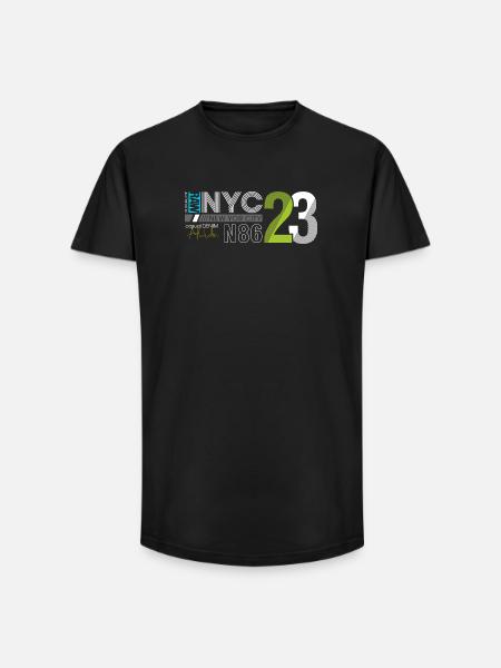 Miejski streetwear numer 86 design - T-shirt męski o długim kroju - czarny