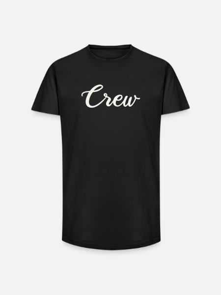 Crew Schriftzug - Long Fit Männer T-Shirt - Schwarz