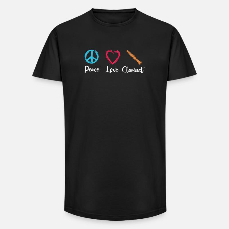Frieden Liebe Klarinette - Long Fit Männer T-Shirt - Schwarz