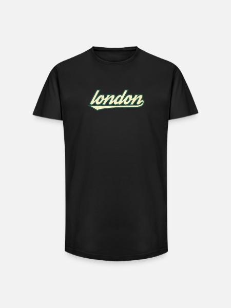 London Retro Lettering T-paita. - Miesten long fit T-paita puuvillasta - musta