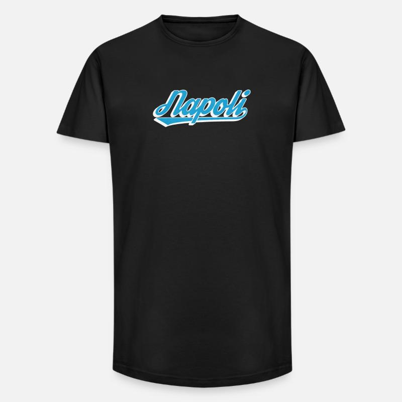 Napoli Retro Script Blue - Long Fit Men's T-Shirt - black