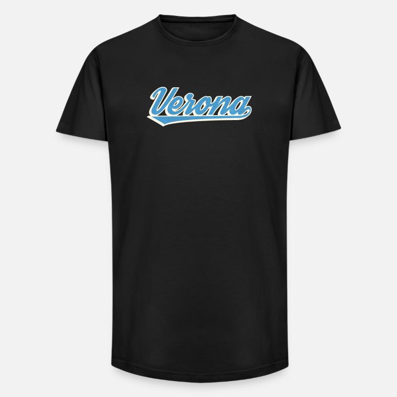 Verona Blue Script Logo - Long Fit Men's T-Shirt - black