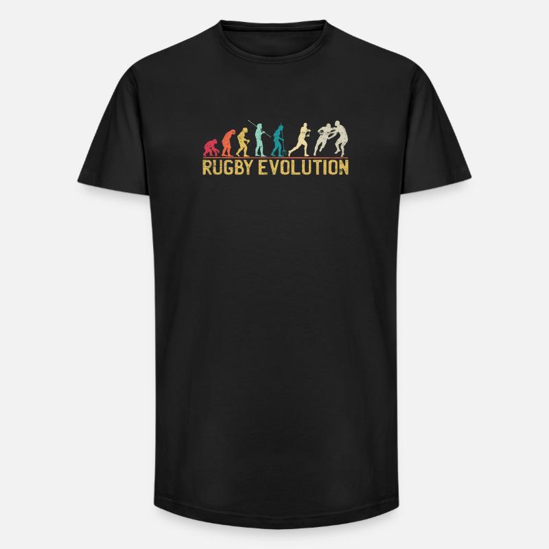 Rugby Evolution Silhouette Design - Long Fit Männer T-Shirt - Schwarz
