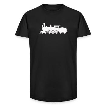 Silhouette de locomotive à vapeur - T-shirt coupe longue homme - noir - Devant - AI Model Male 185 light (185cm)