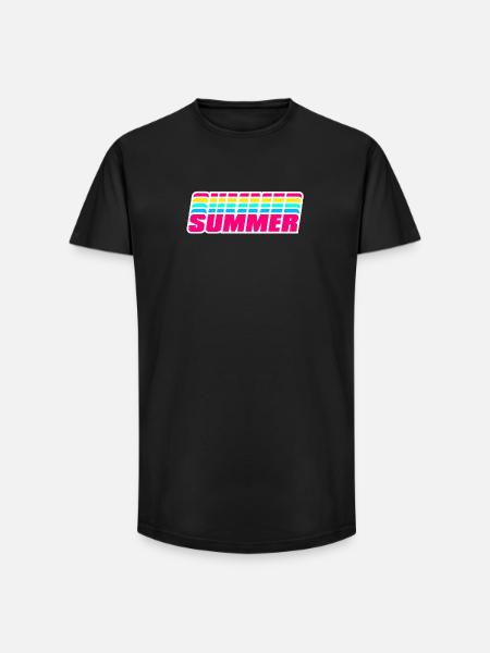 Retro Summer | 80s Style Rainbow - Long Fit Men's T-Shirt - black