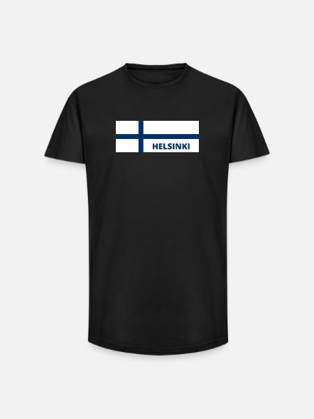 Helsinki City in Finnish Flag - Long Fit Men's T-Shirt - black