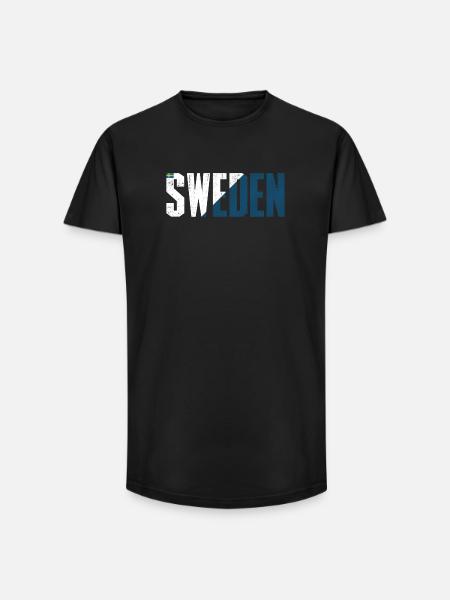 Sweden Bold Flag Typography - Long Fit Men's T-Shirt - black
