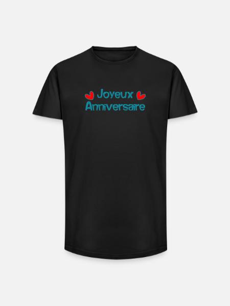 JOYEUX ANNIVERSAIRE - T-shirt coupe longue homme - noir