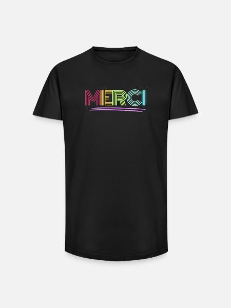 MERCI - A thank you - Long Fit Men's T-Shirt - black