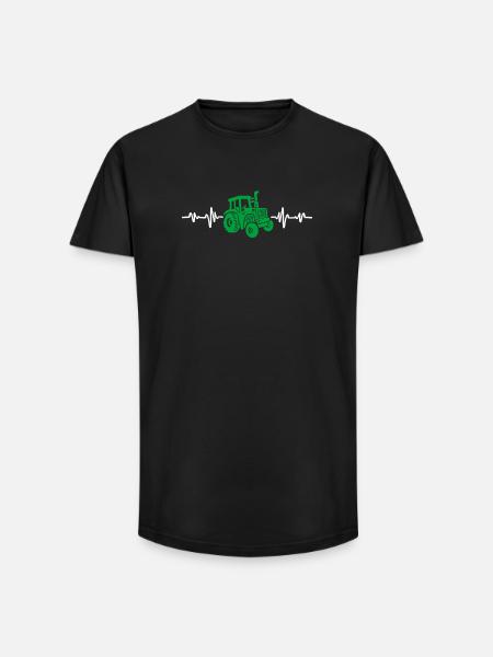 Traktor Herzschlag Bauer - Long Fit Männer T-Shirt - Schwarz